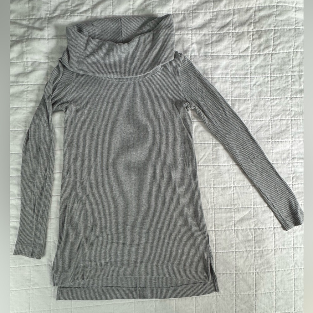 Gray Maternity Turtleneck Cowl Neck Sweater Tunic length